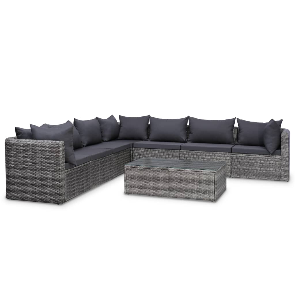 5-Tlg. Garten-Sofagarnitur Mit Polstern & Kissen Poly Rattan Grau