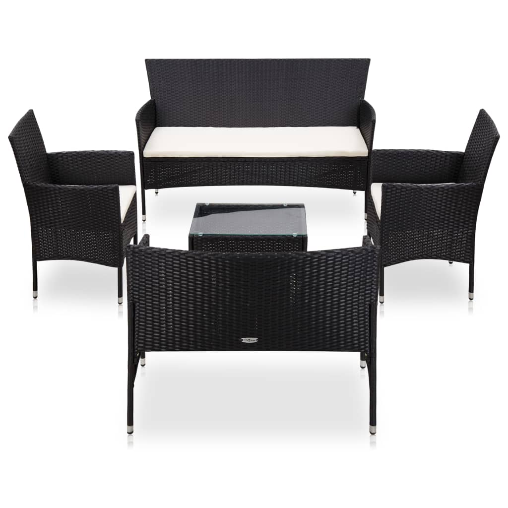 5-Tlg. Garten-Lounge-Set Mit Auflagen Poly Rattan