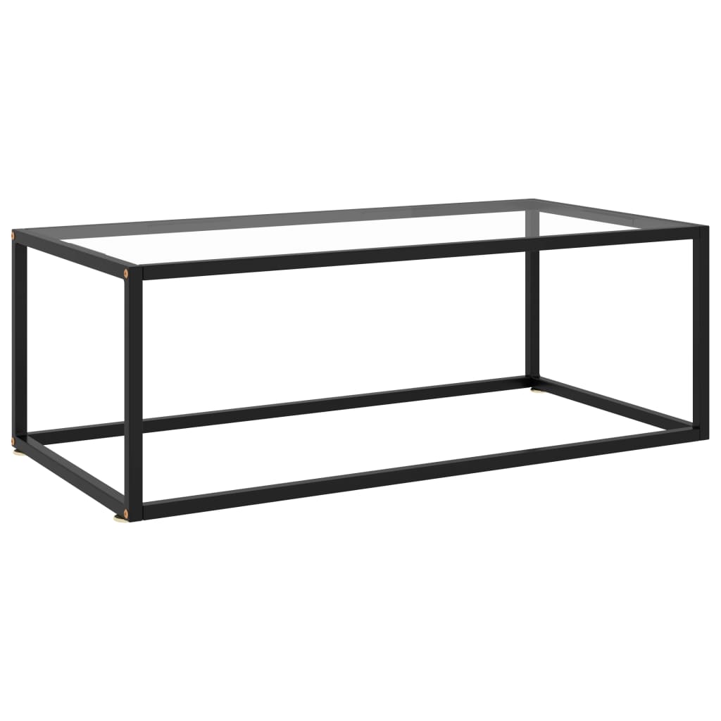 Couchtisch Schwarz Mit Em Glas In Marmor-Optik