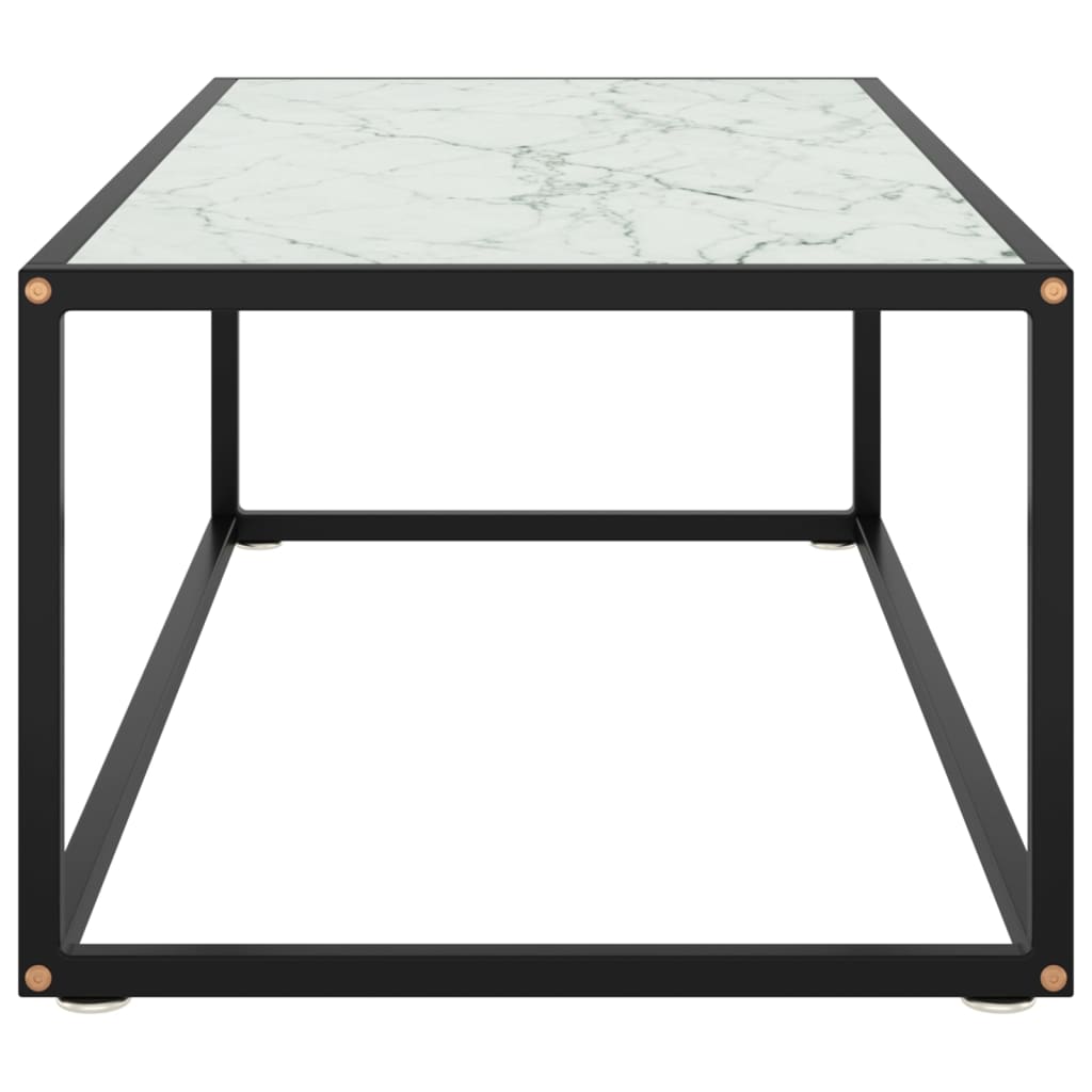 Couchtisch Schwarz Mit Em Glas In Marmor-Optik