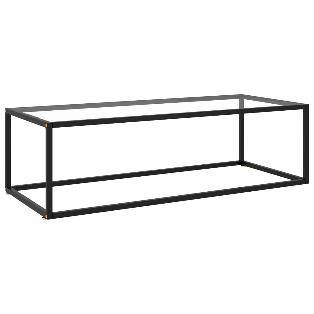 Couchtisch Schwarz Mit Em Glas In Marmor-Optik