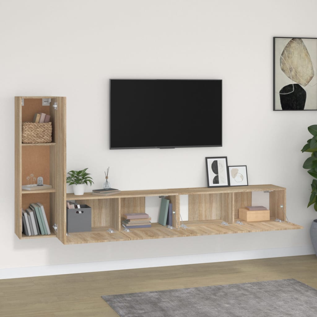 3-Tlg. Tv-Schrank-Set Sonoma-Eiche Holzwerkstoff