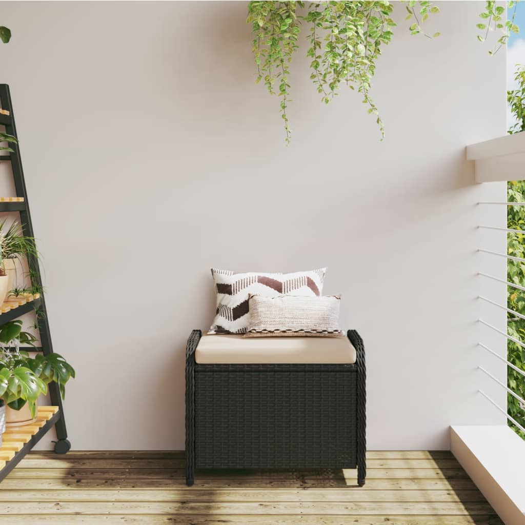 Gartenhocker Mit Kissen 58X46X46 Cm Poly Rattan