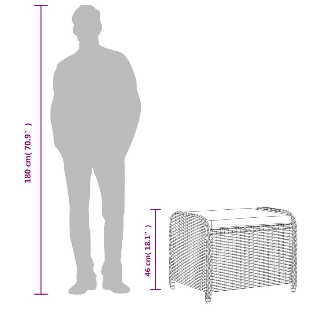 Gartenhocker Mit Kissen 58X46X46 Cm Poly Rattan