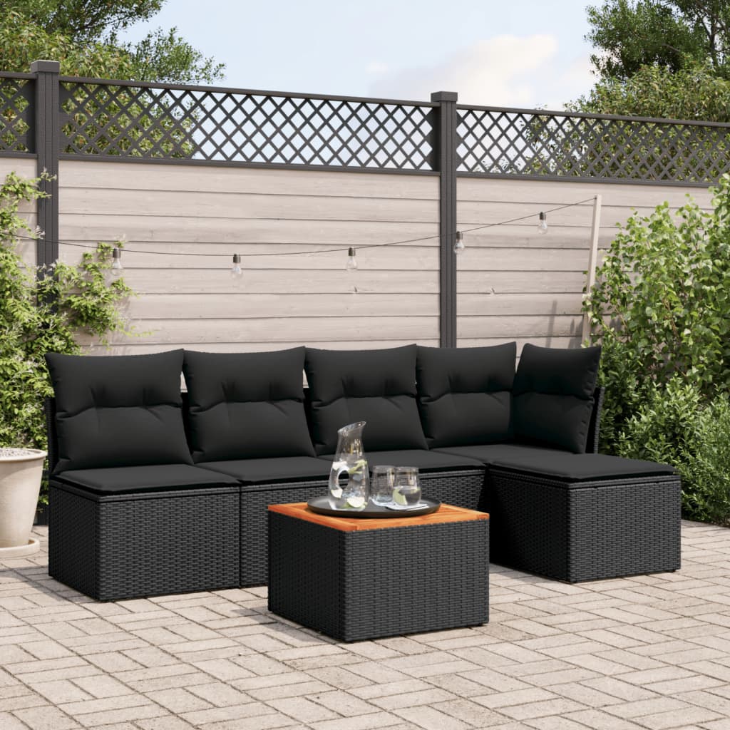 6-Tlg. Garten-Sofagarnitur Mit Kissen Beige Poly Rattan