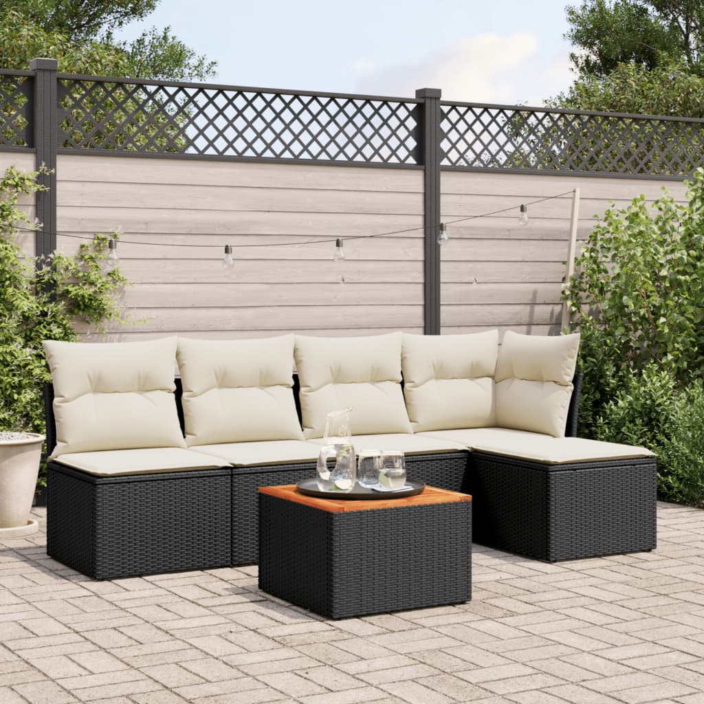 6-Tlg. Garten-Sofagarnitur Mit Kissen Beige Poly Rattan