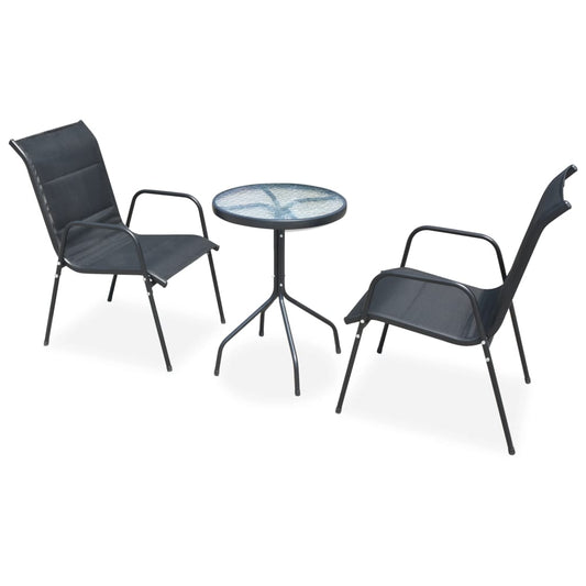 3-Tlg. Bistro-Set Stahl Schwarz