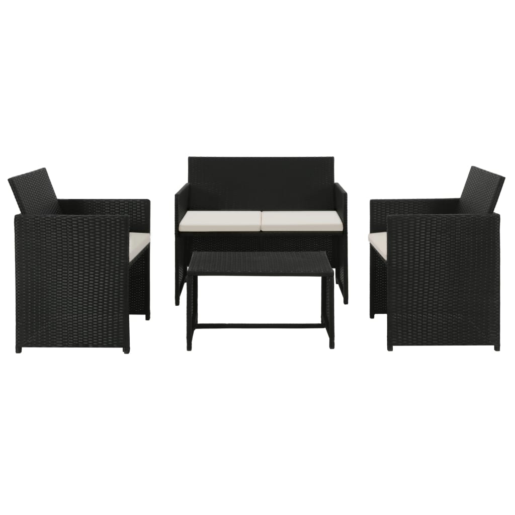 4-Tlg. Garten-Lounge-Set Mit Auflagen Poly Rattan