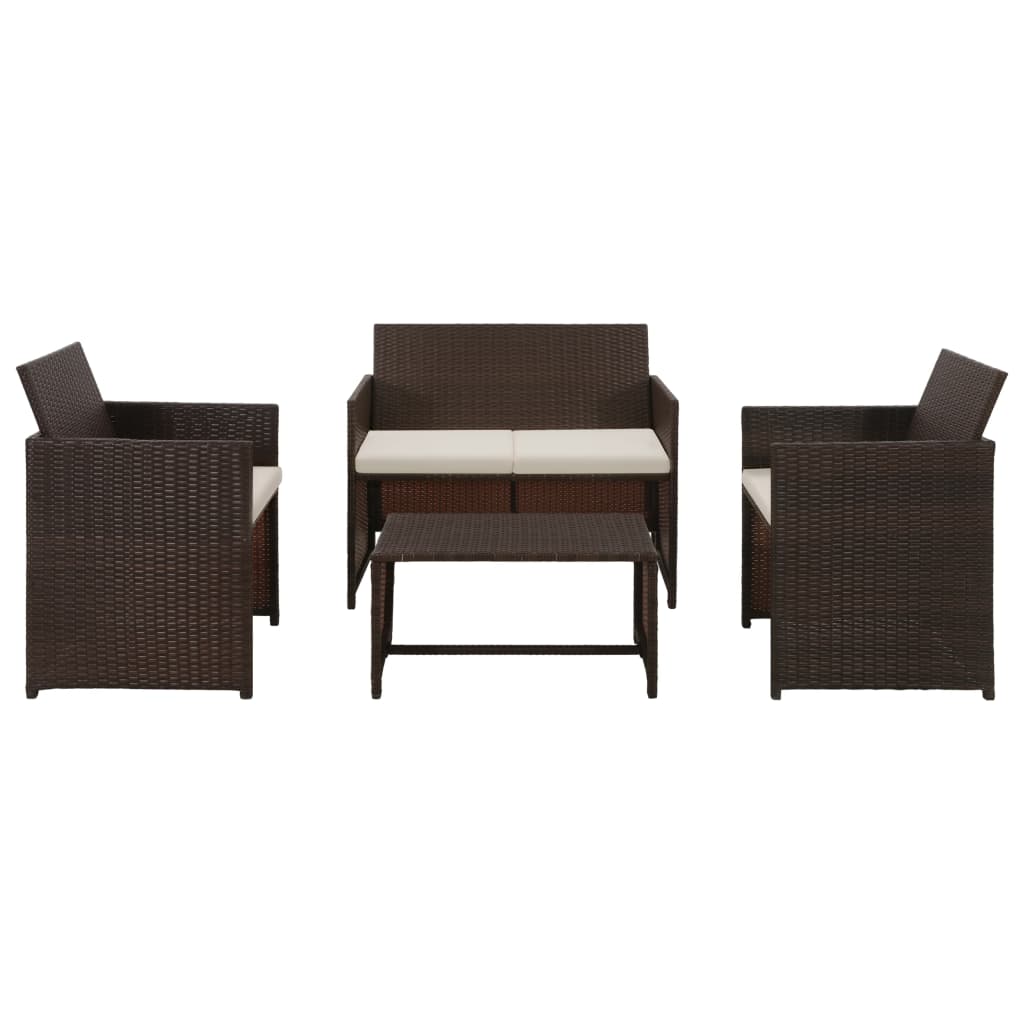 4-Tlg. Garten-Lounge-Set Mit Auflagen Poly Rattan