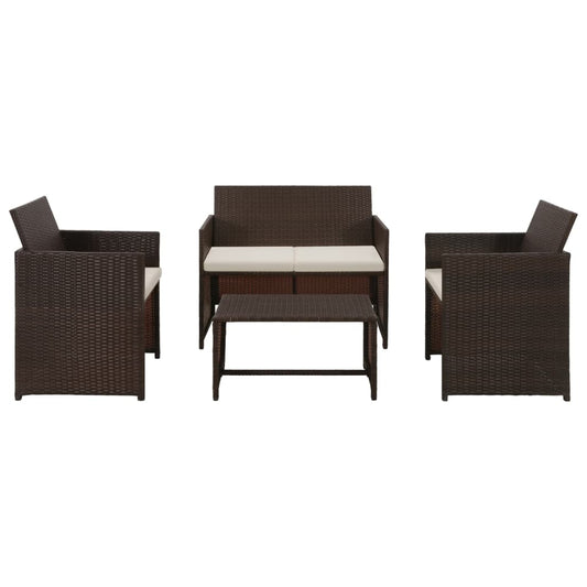 4-Tlg. Garten-Lounge-Set Mit Auflagen Poly Rattan