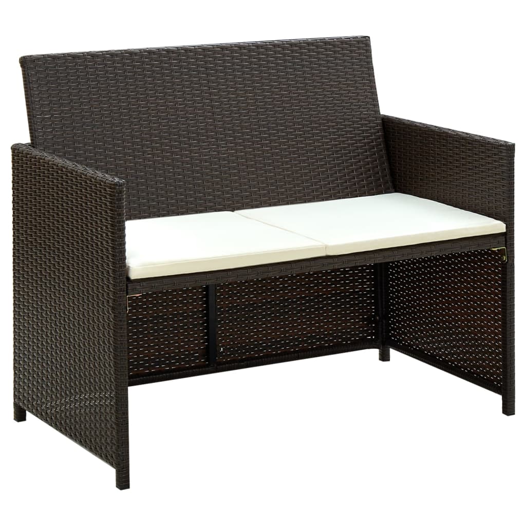 4-Tlg. Garten-Lounge-Set Mit Auflagen Poly Rattan
