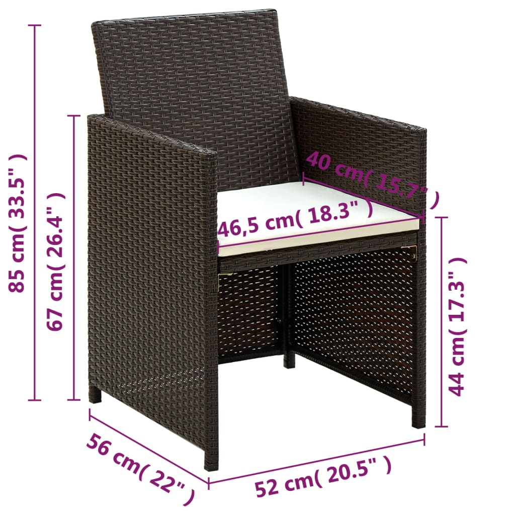 4-Tlg. Garten-Lounge-Set Mit Auflagen Poly Rattan