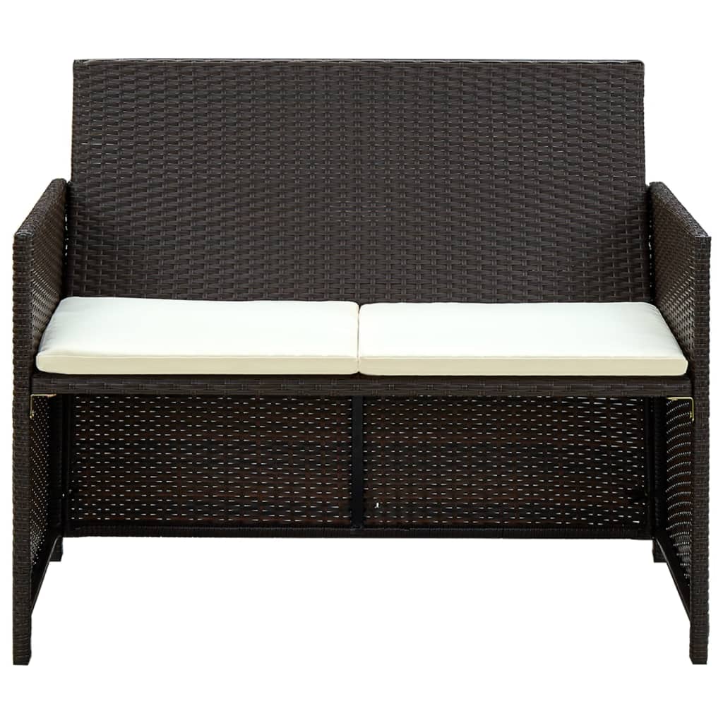 4-Tlg. Garten-Lounge-Set Mit Auflagen Poly Rattan