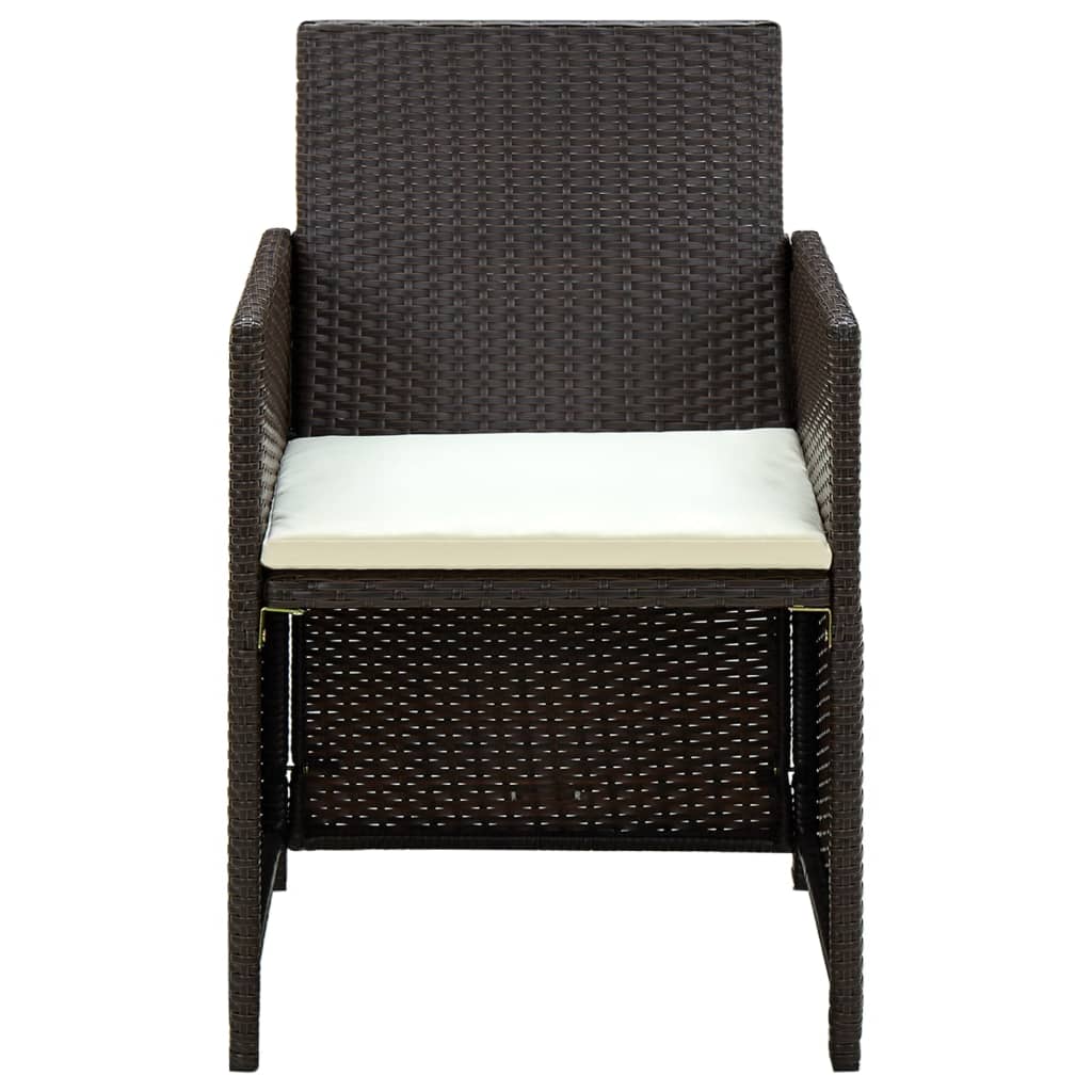 4-Tlg. Garten-Lounge-Set Mit Auflagen Poly Rattan