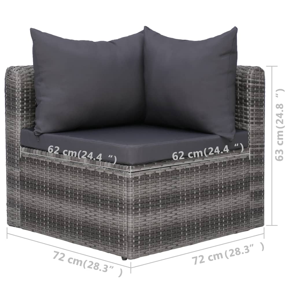 5-Tlg. Garten-Sofagarnitur Mit Polstern & Kissen Poly Rattan Grau