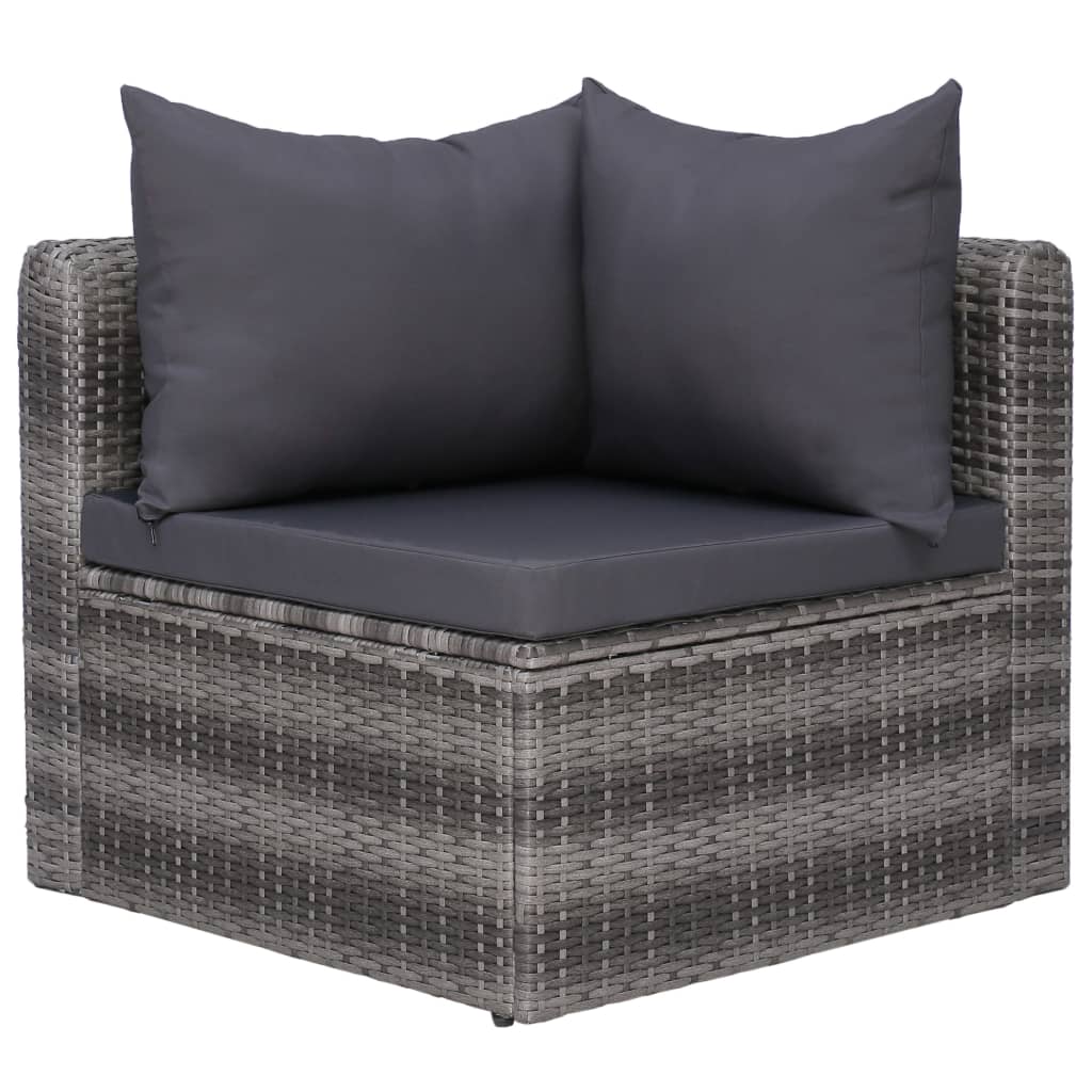 5-Tlg. Garten-Sofagarnitur Mit Polstern & Kissen Poly Rattan Grau
