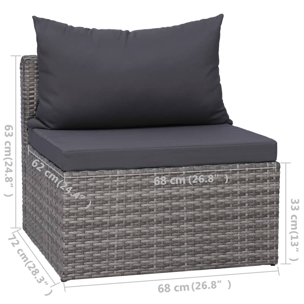 5-Tlg. Garten-Sofagarnitur Mit Polstern & Kissen Poly Rattan Grau