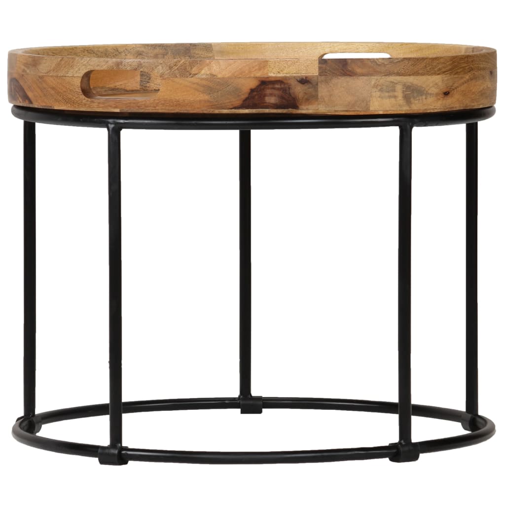 Couchtisch Massivholz Mango Und Stahl 50X40 Cm