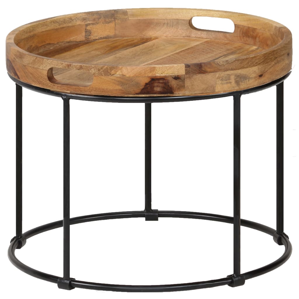 Couchtisch Massivholz Mango Und Stahl 50X40 Cm