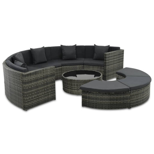7-Tlg. Garten-Lounge-Set Mit Auflagen Poly Rattan