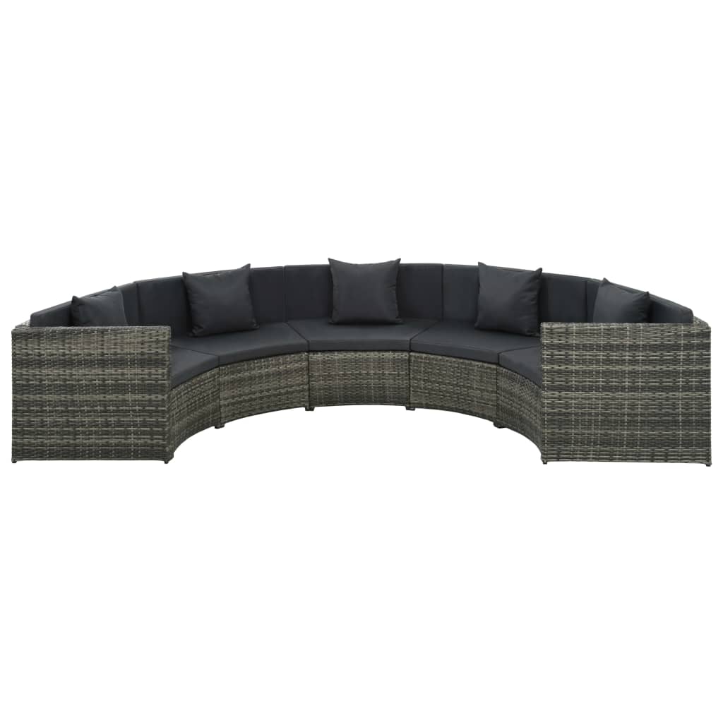 7-Tlg. Garten-Lounge-Set Mit Auflagen Poly Rattan