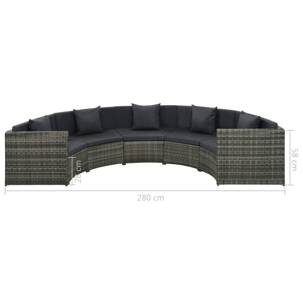 7-Tlg. Garten-Lounge-Set Mit Auflagen Poly Rattan