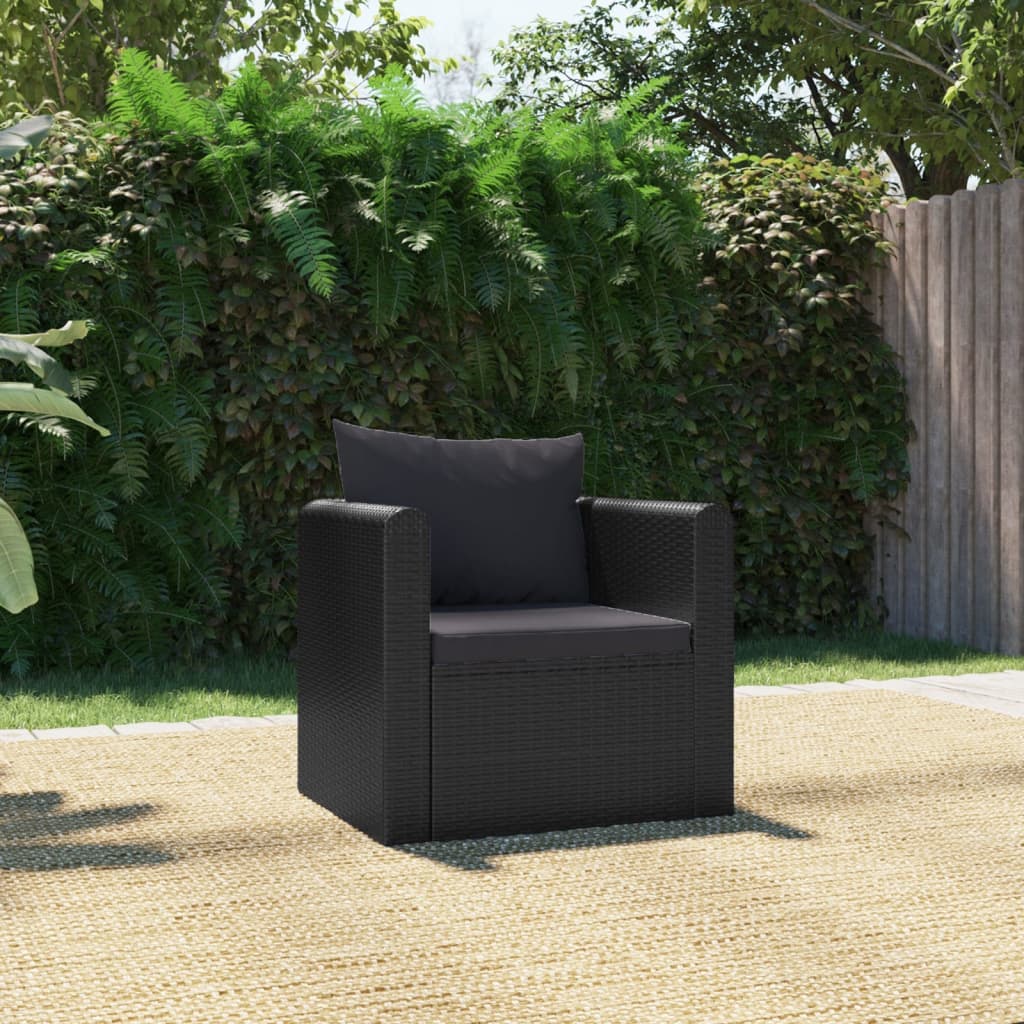 3-Tlg. Garten-Sofagarnitur Mit Auflagen Poly Rattan Schwarz