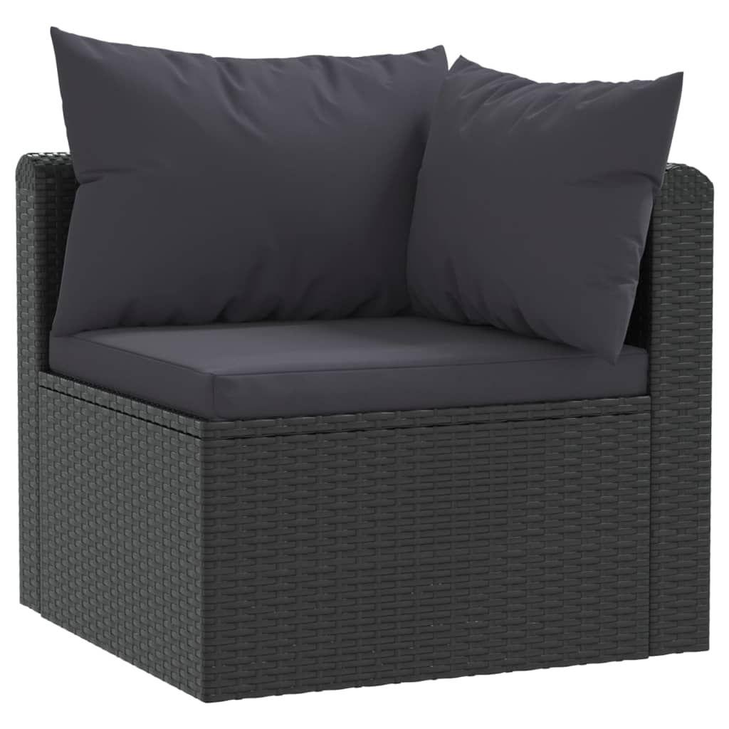 3-Tlg. Garten-Sofagarnitur Mit Auflagen Poly Rattan Schwarz