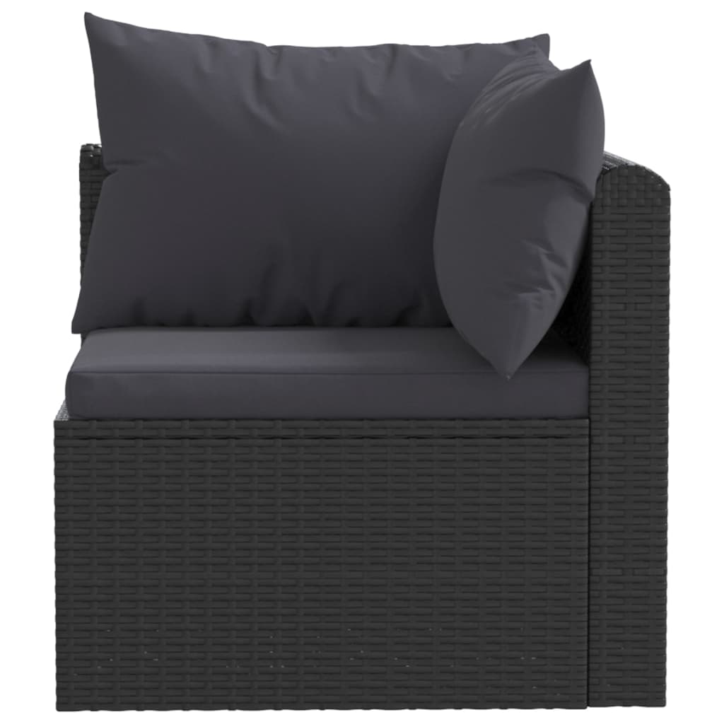 3-Tlg. Garten-Sofagarnitur Mit Auflagen Poly Rattan Schwarz