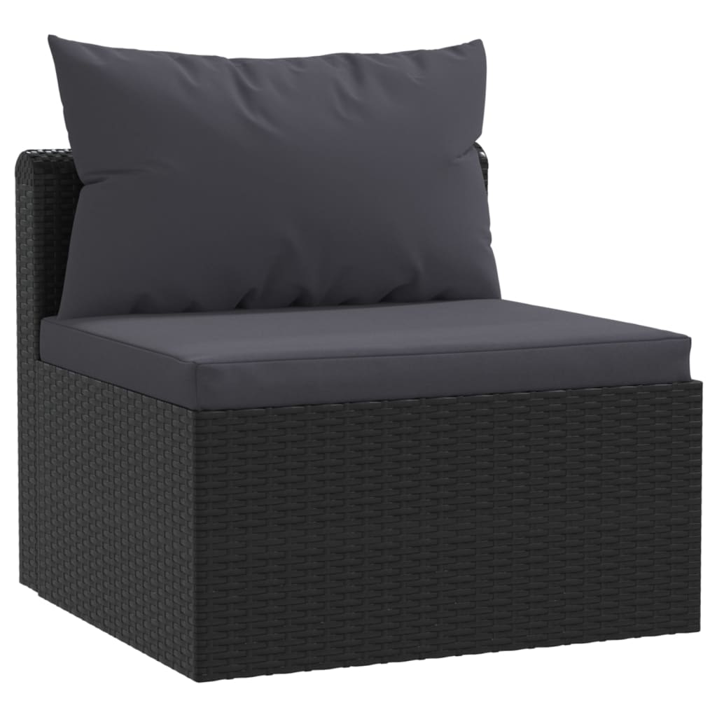3-Tlg. Garten-Sofagarnitur Mit Auflagen Poly Rattan Schwarz