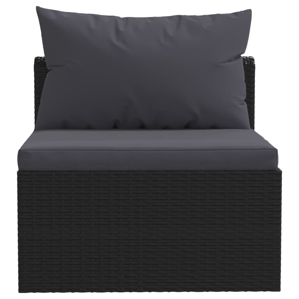 3-Tlg. Garten-Sofagarnitur Mit Auflagen Poly Rattan Schwarz