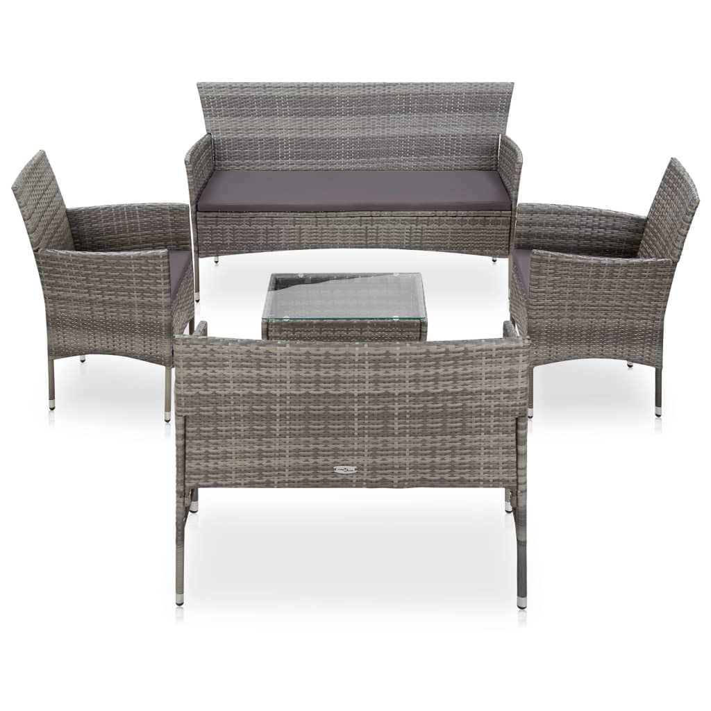 5-Tlg. Garten-Lounge-Set Mit Auflagen Poly Rattan