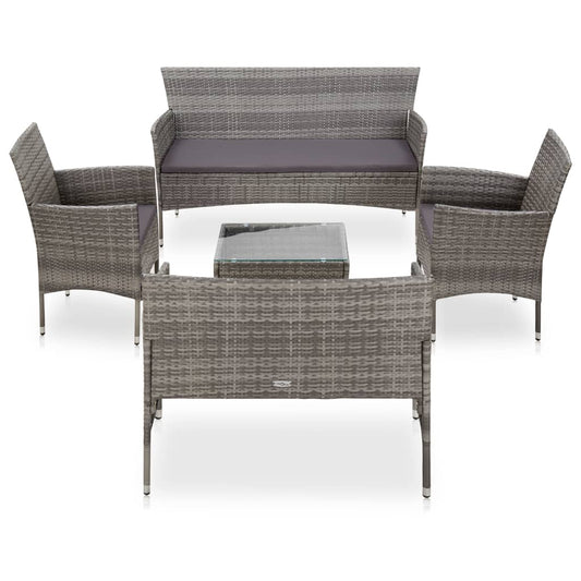 5-Tlg. Garten-Lounge-Set Mit Auflagen Poly Rattan
