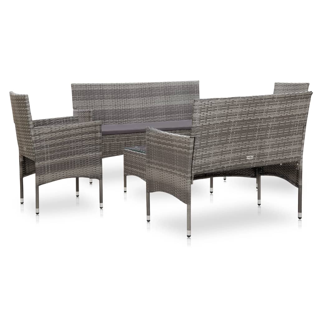 5-Tlg. Garten-Lounge-Set Mit Auflagen Poly Rattan