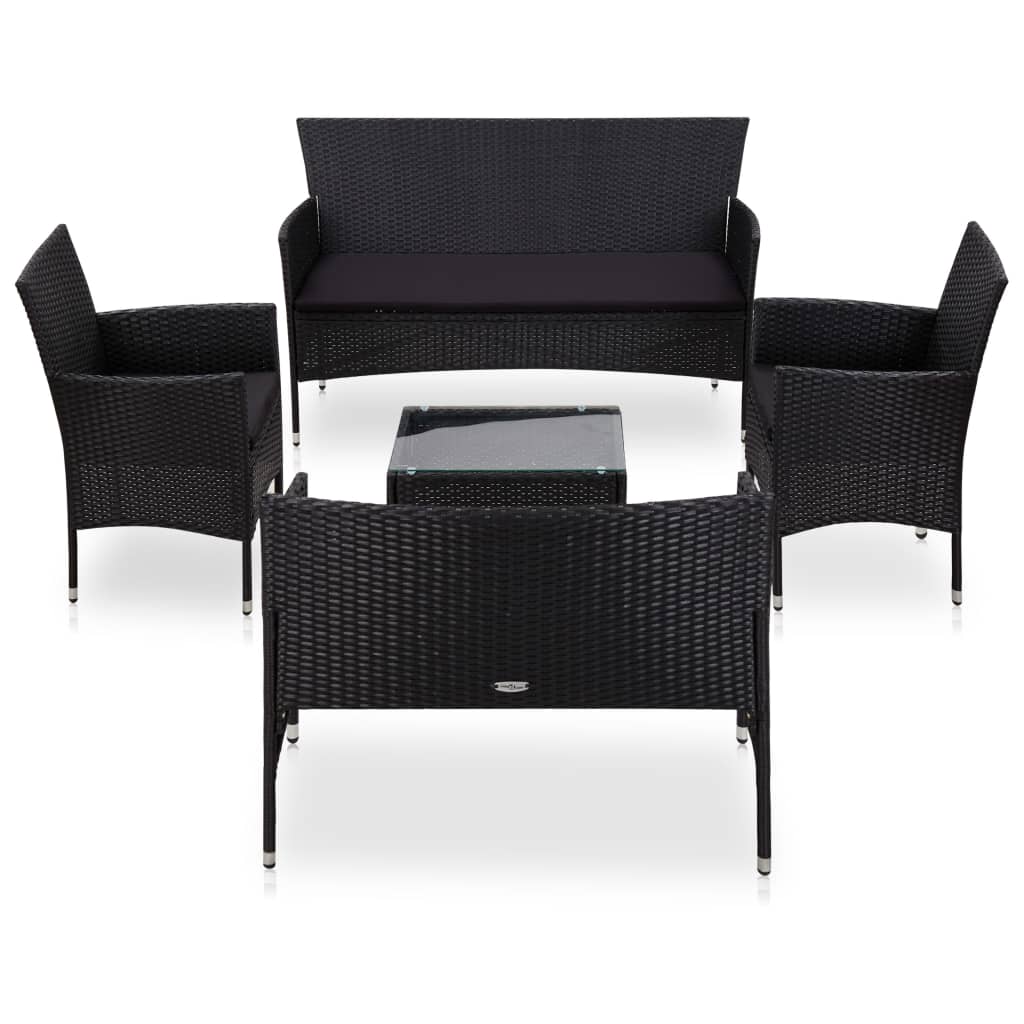 5-Tlg. Garten-Lounge-Set Mit Auflagen Poly Rattan