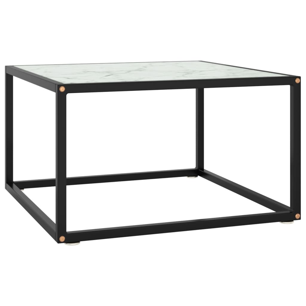 Couchtisch Schwarz Mit Em Glas In Marmor-Optik