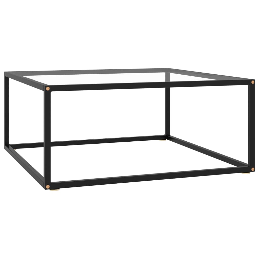Couchtisch Schwarz Mit Em Glas In Marmor-Optik