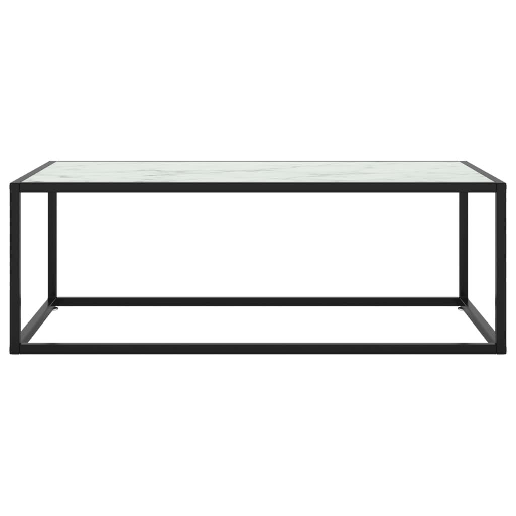 Couchtisch Schwarz Mit Em Glas In Marmor-Optik
