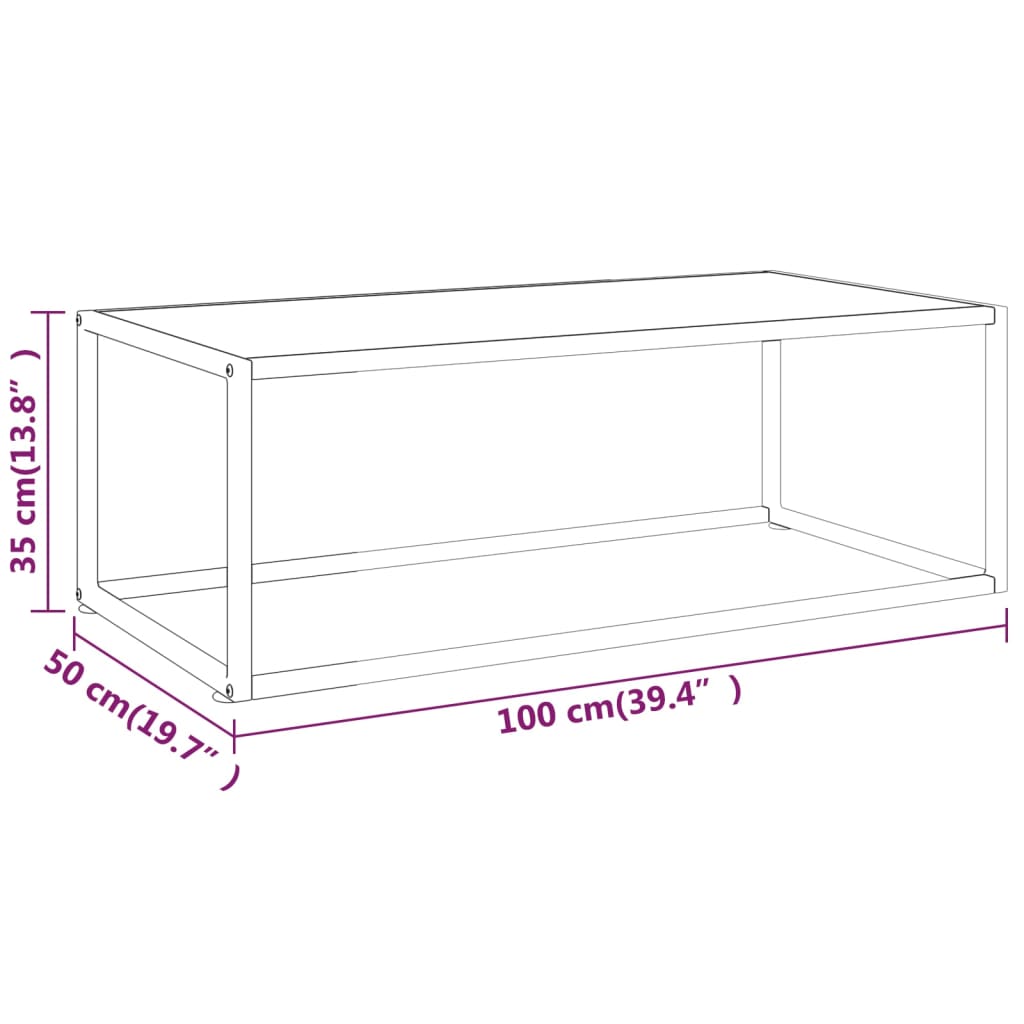 Couchtisch Schwarz Mit Em Glas In Marmor-Optik
