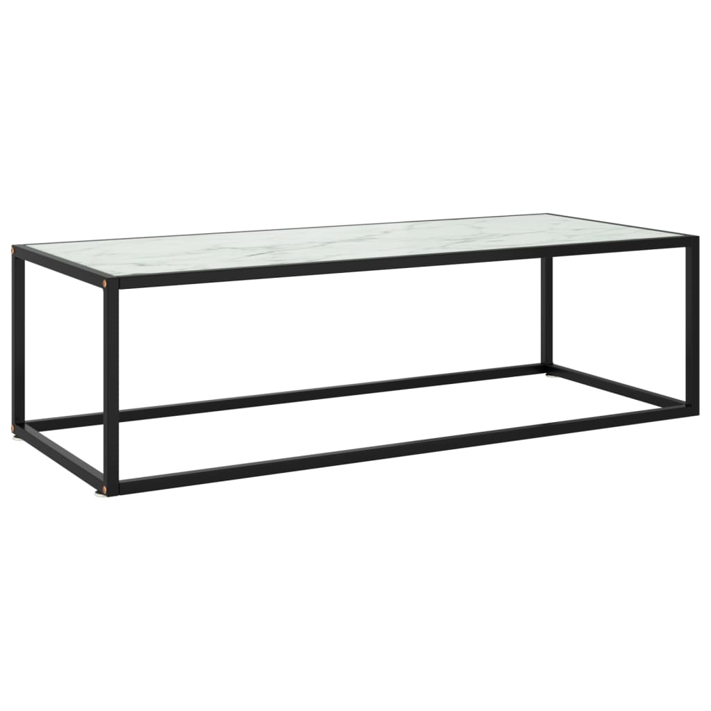 Couchtisch Schwarz Mit Em Glas In Marmor-Optik