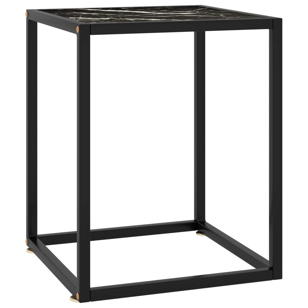 Couchtisch Schwarz Mit Em Glas In Marmor-Optik