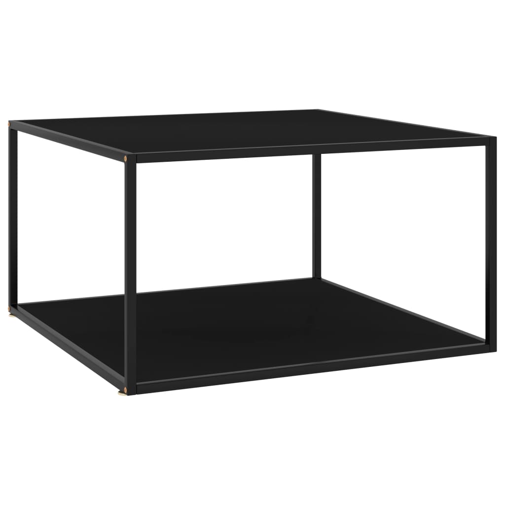 Couchtisch Schwarz Mit Em Glas In Marmor-Optik