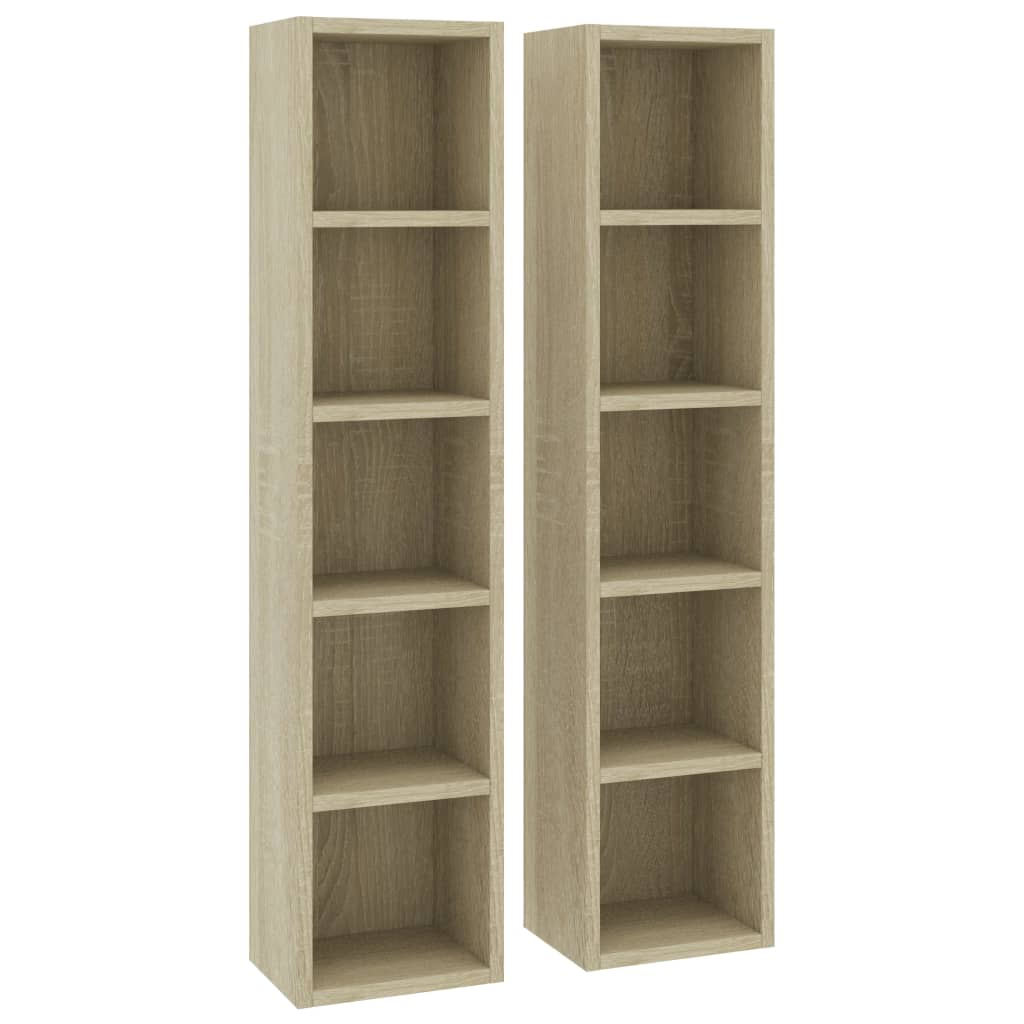 Cd-Regale 2 Stk. Sonoma-Eiche 21X16X93,5 Cm Holzwerkstoff