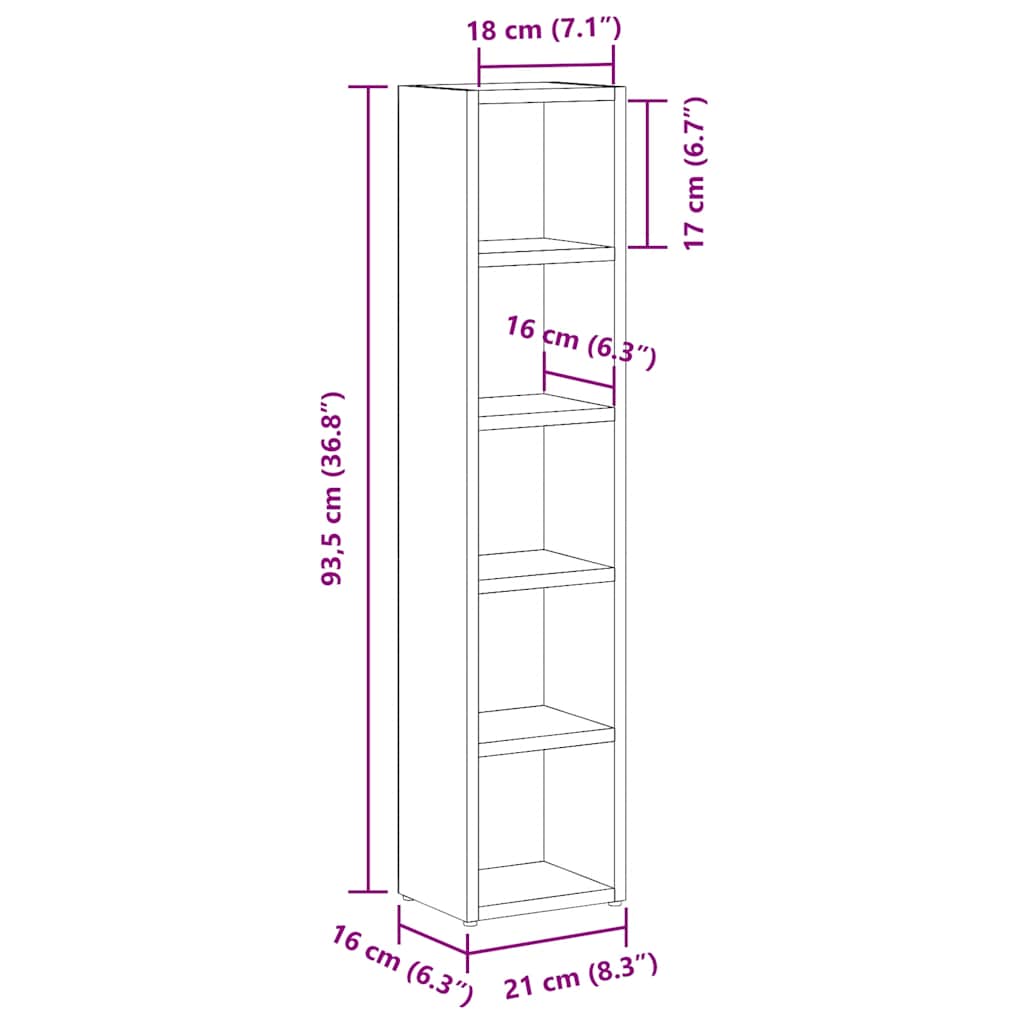 Cd-Regale 2 Stk. Sonoma-Eiche 21X16X93,5 Cm Holzwerkstoff