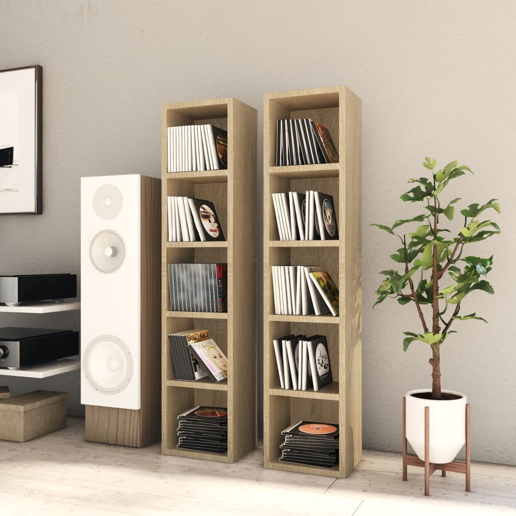 Cd-Regale 2 Stk. Sonoma-Eiche 21X16X93,5 Cm Holzwerkstoff