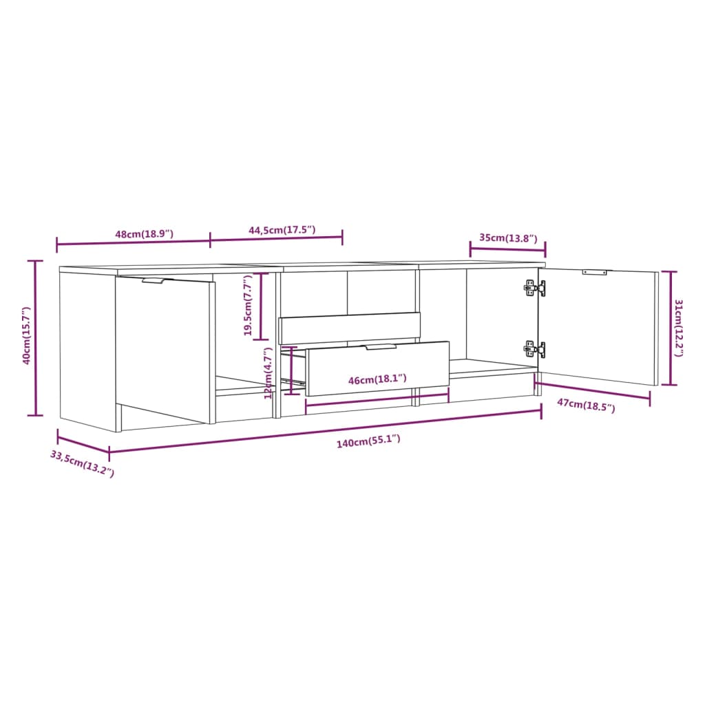 Tv-Schrank Sonoma-Eiche 140X35X40 Cm Holzwerkstoff