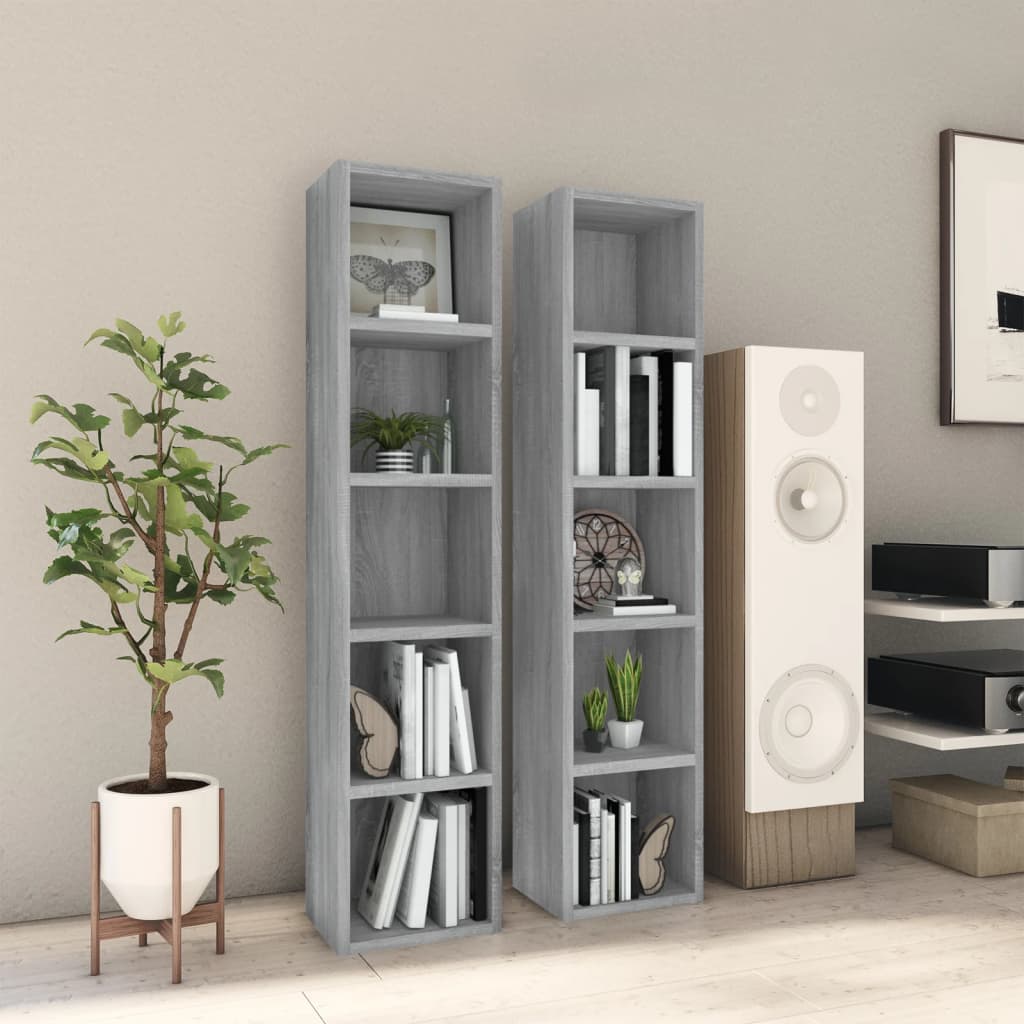 Cd-Regale 2 Stk. Sonoma-Eiche 21X16X93,5 Cm Holzwerkstoff