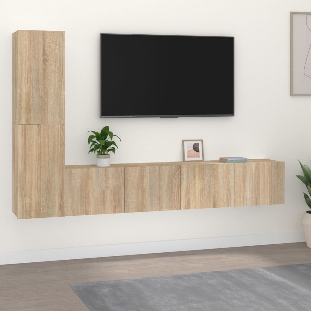 3-Tlg. Tv-Schrank-Set Sonoma-Eiche Holzwerkstoff