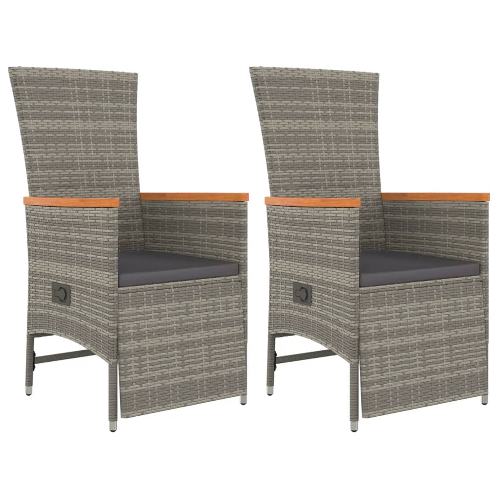3-Tlg. Garten-Essgruppe Mit Kissen Grau Poly Rattan