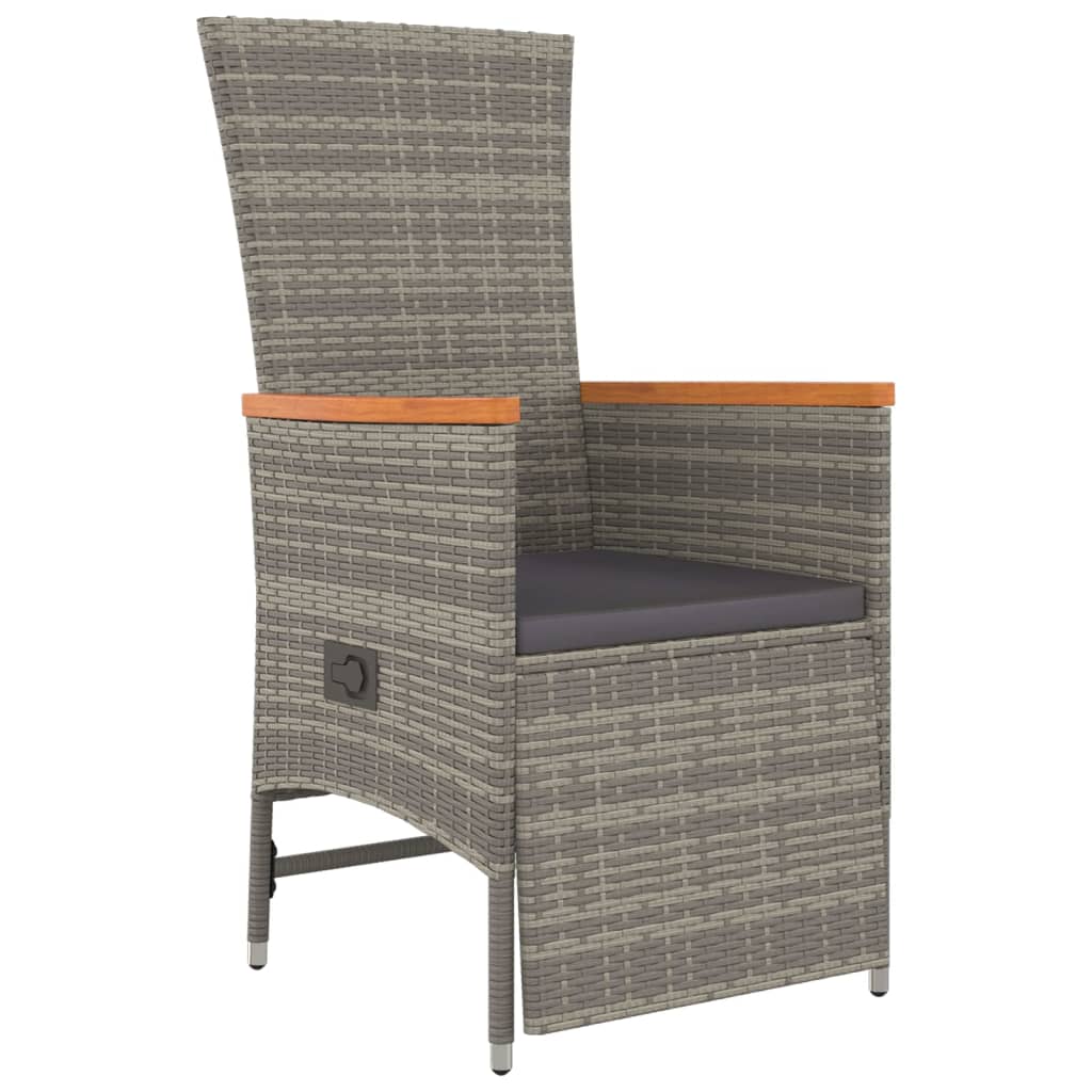 3-Tlg. Garten-Essgruppe Mit Kissen Grau Poly Rattan